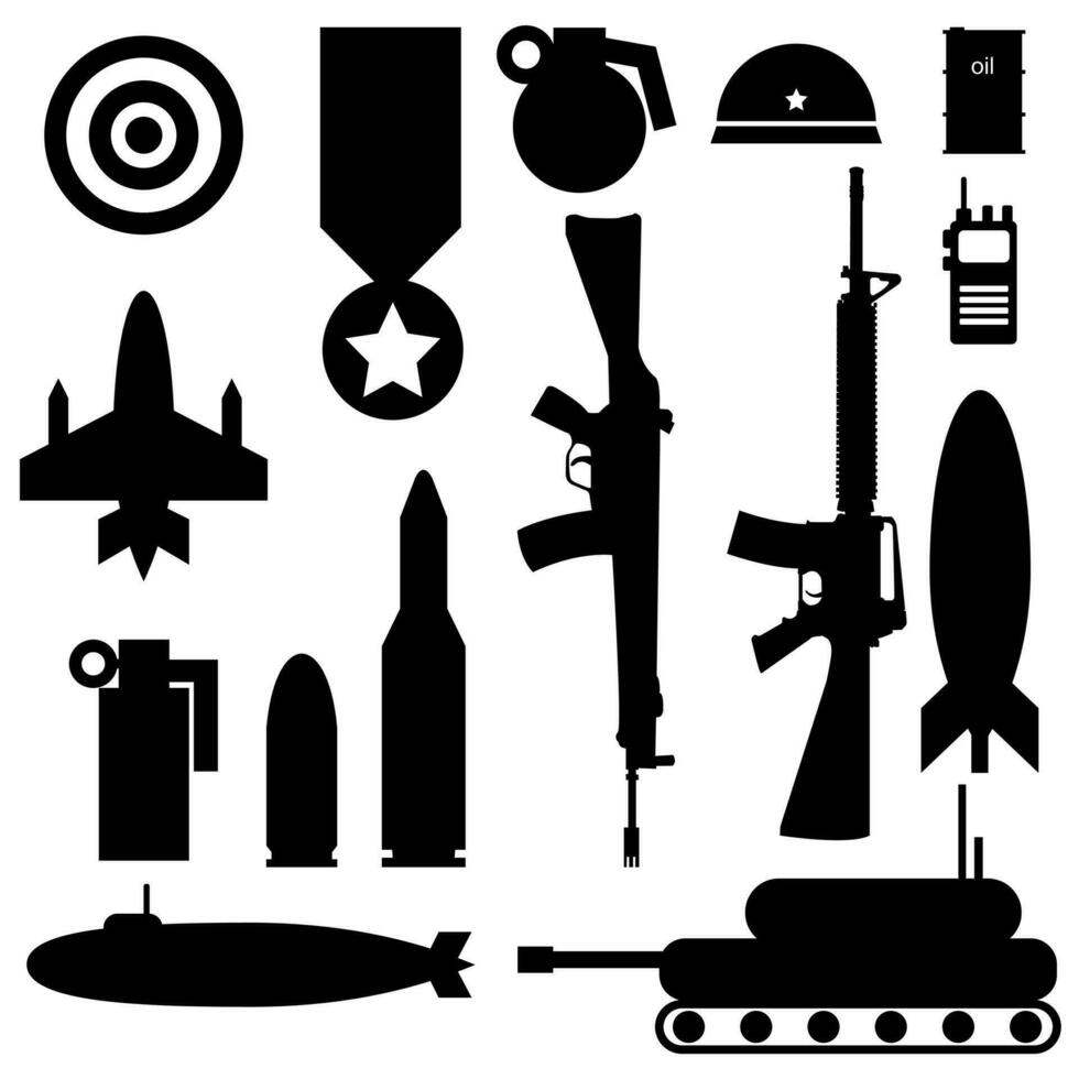 guerra y militar vector icono conjunto