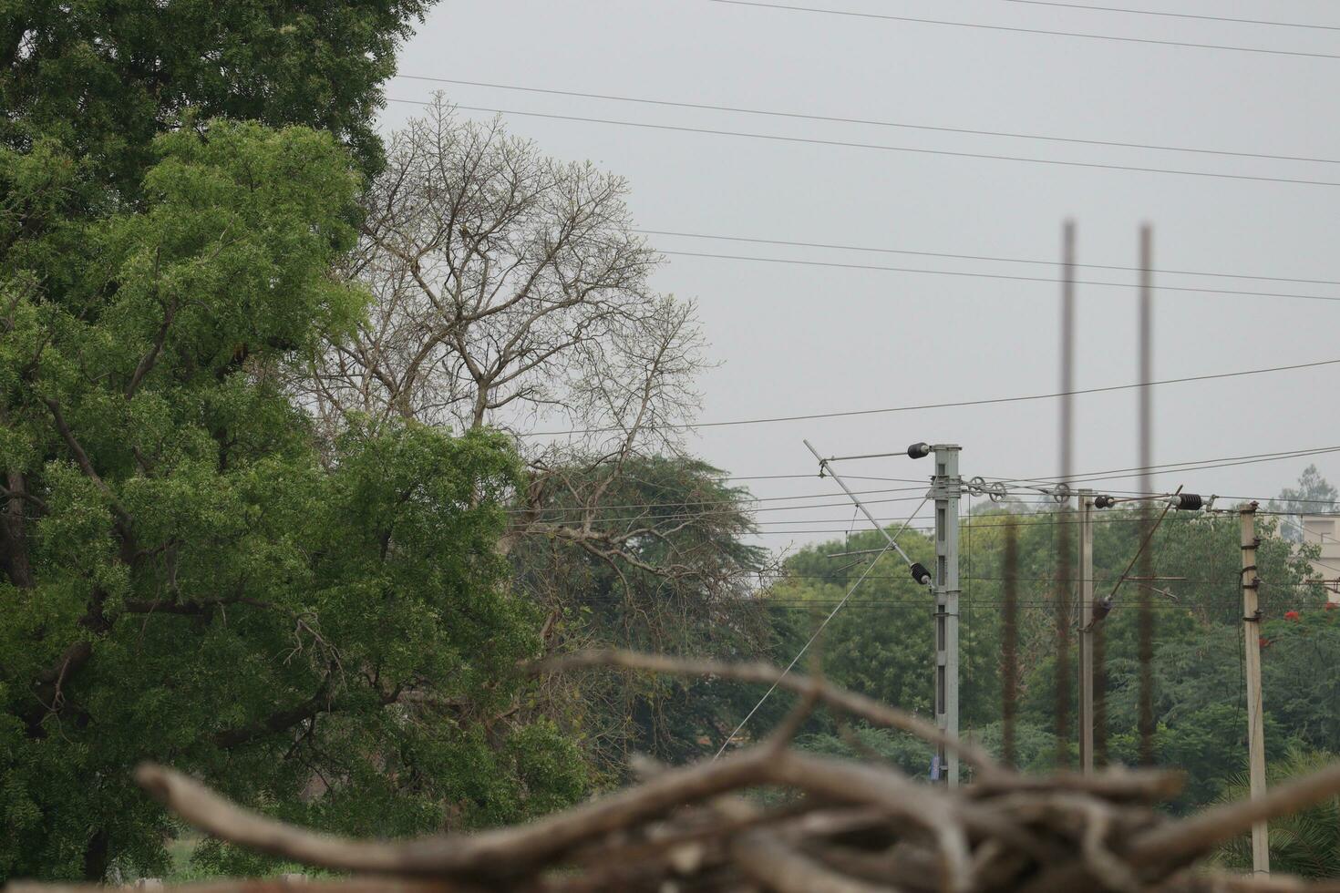 indian railway train track pole photo