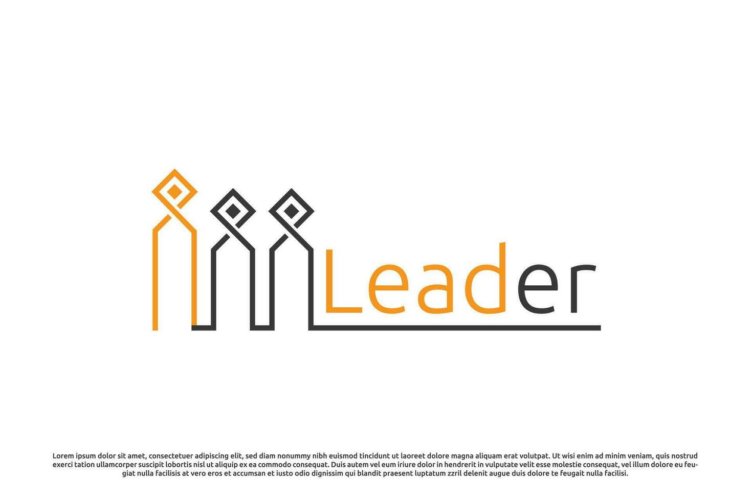 Leadership logo design illustration. Silhouette of person leader team office work staff. Flat concept simple minimalist abstract ambigram monogram geometric creative feminine serious masculine. vector