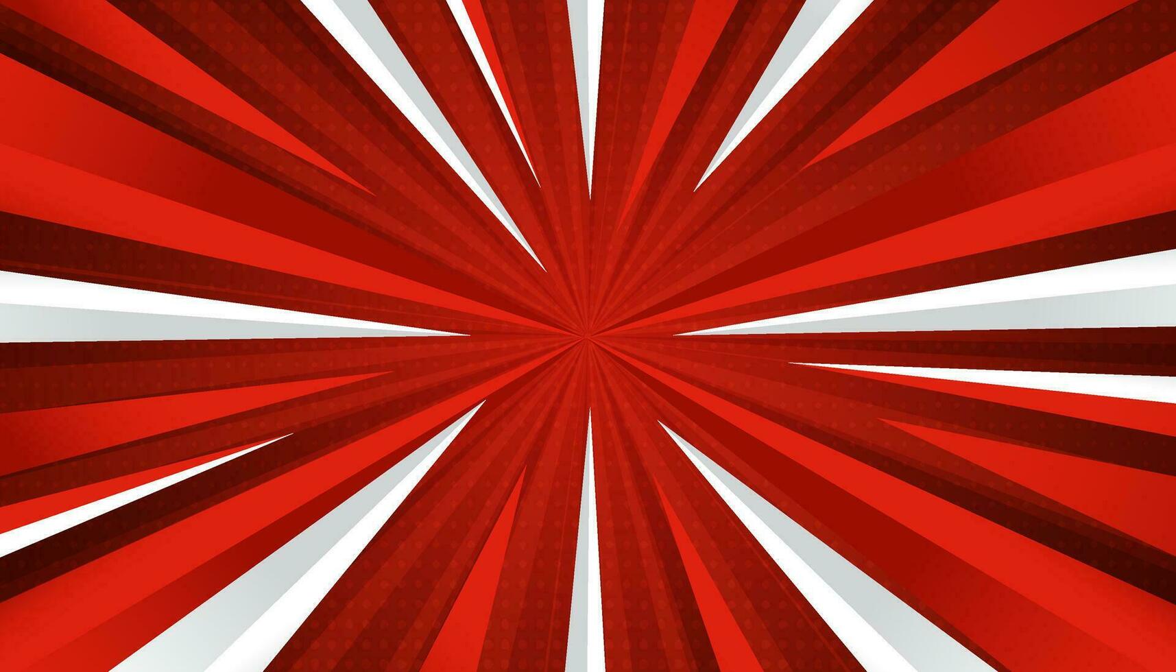 red and white gradient comic sunburst style halftone background vector