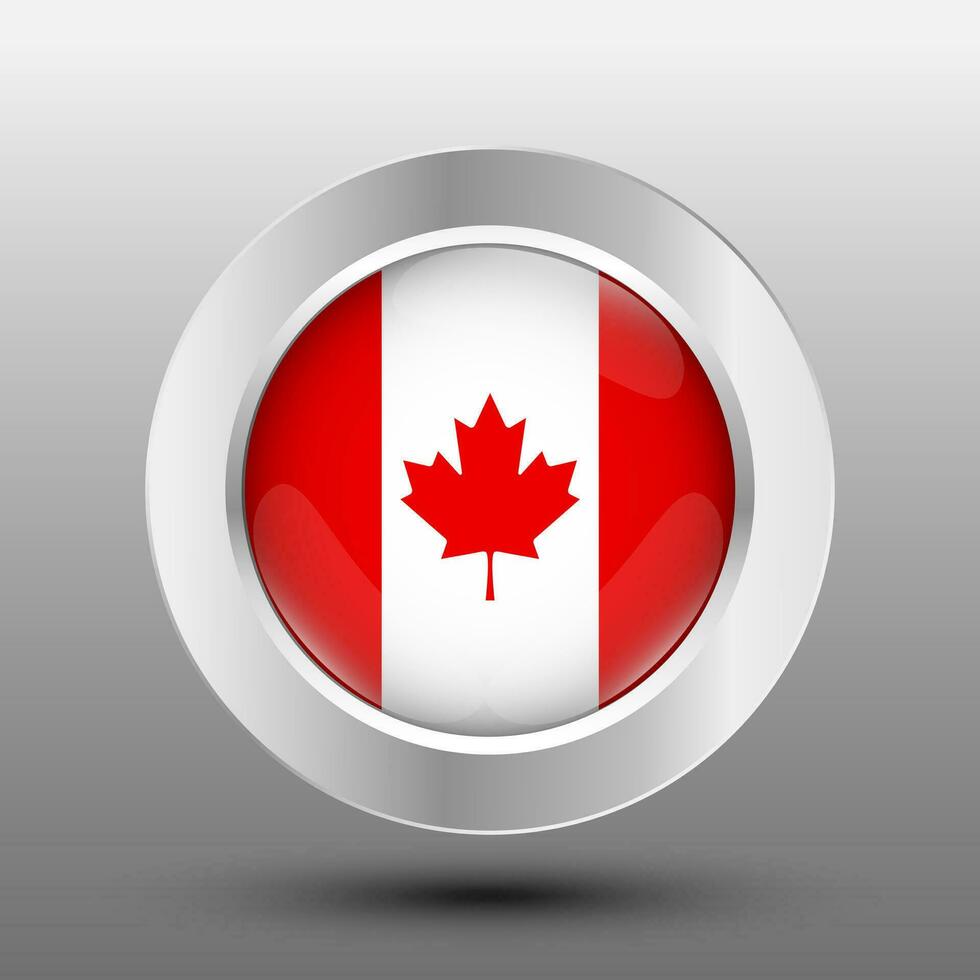 Canada round flag metal button background vector