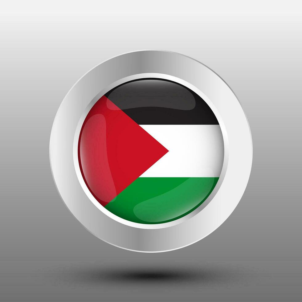 Palestine round flag metal button background vector