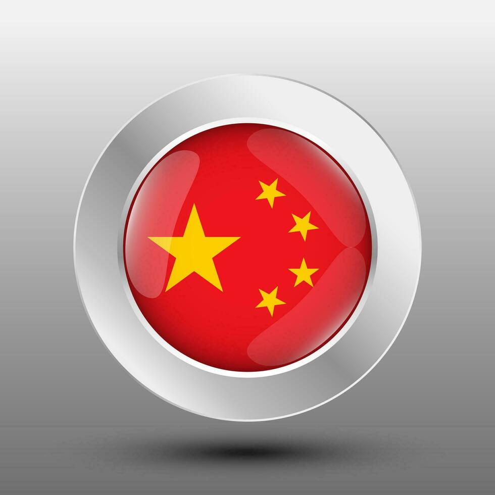 China redondo bandera metal botón antecedentes vector