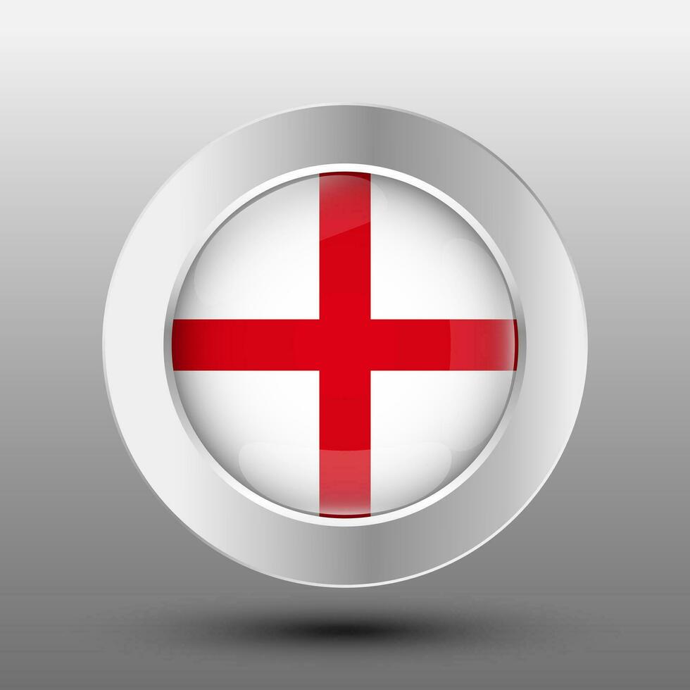 England round flag metal button background vector