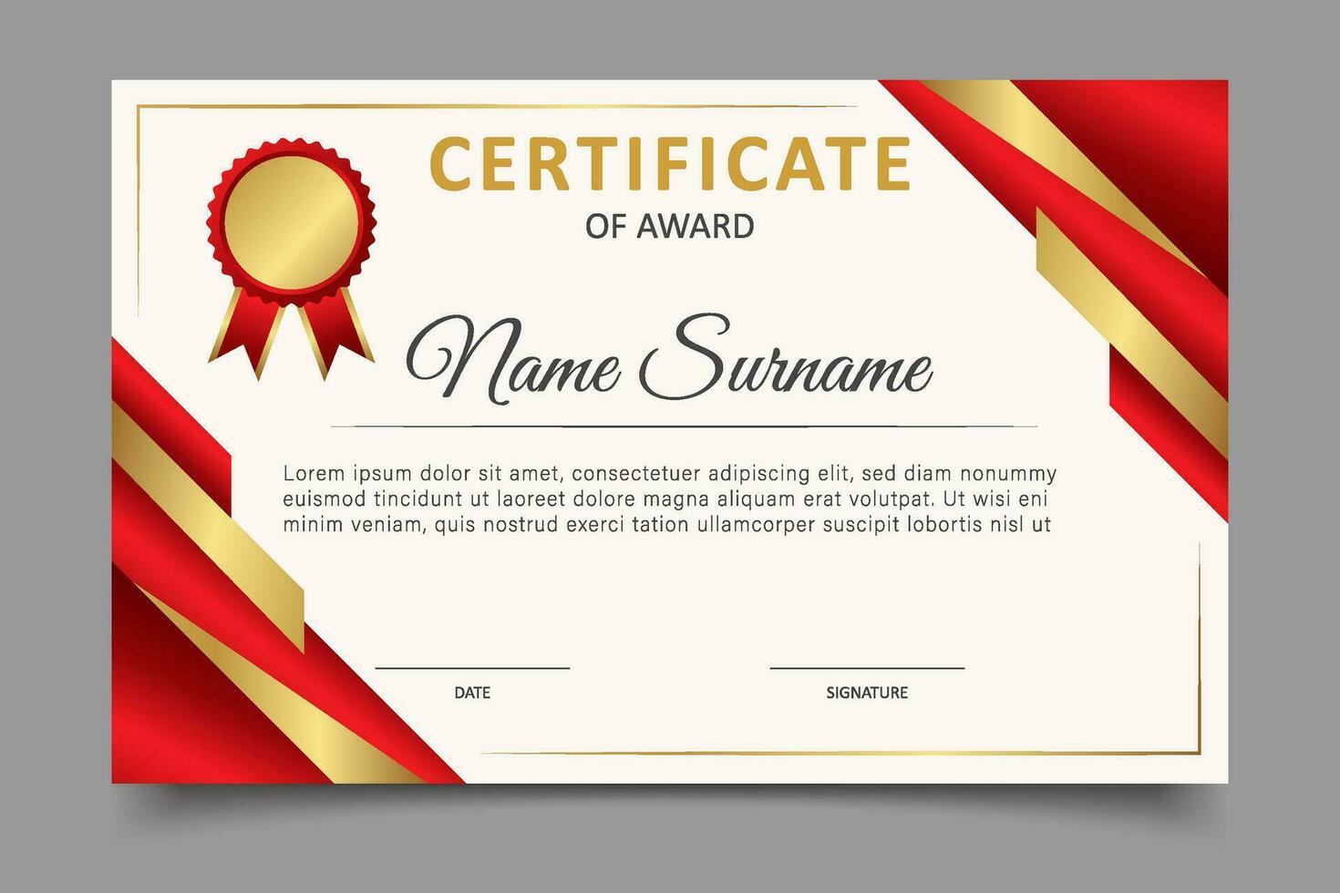 modern red gradient luxury certificate business template design vector