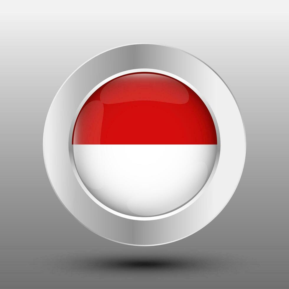 Indonesia round flag metal button background vector