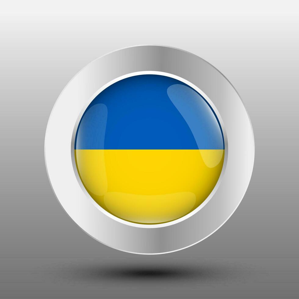 Ucrania redondo bandera metal botón antecedentes vector