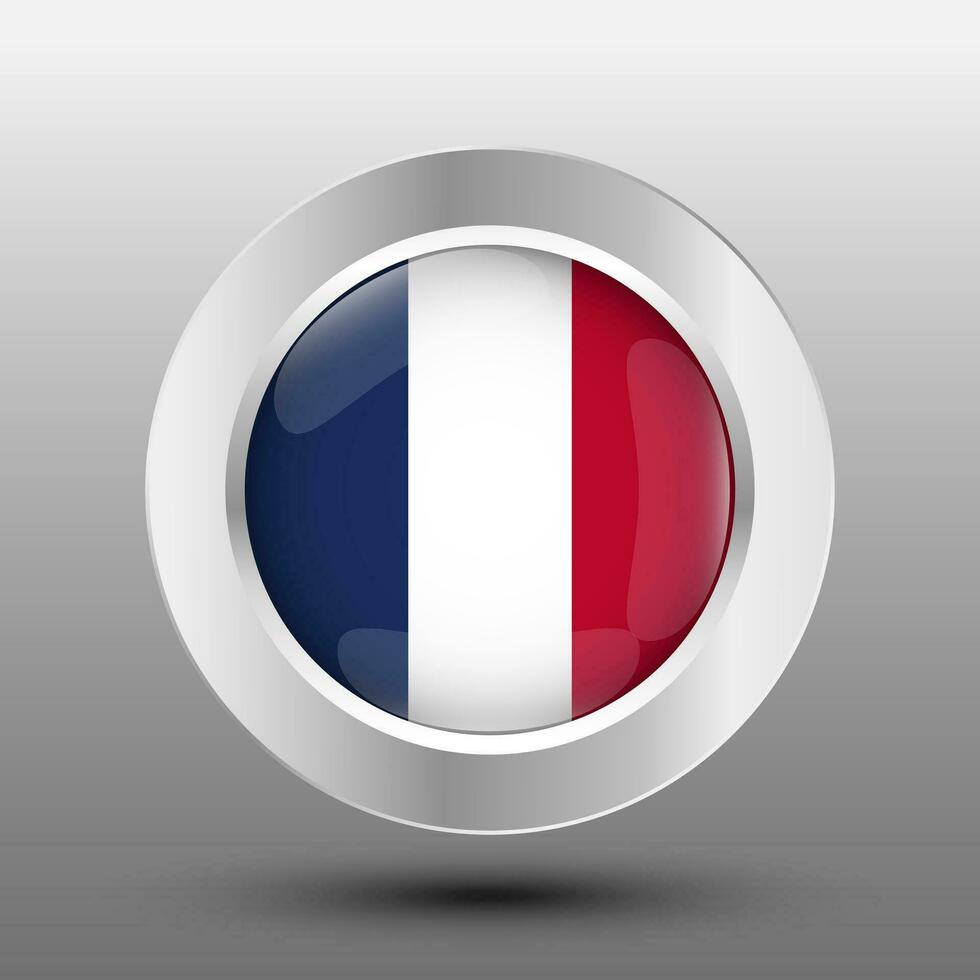 france round flag metal button background vector