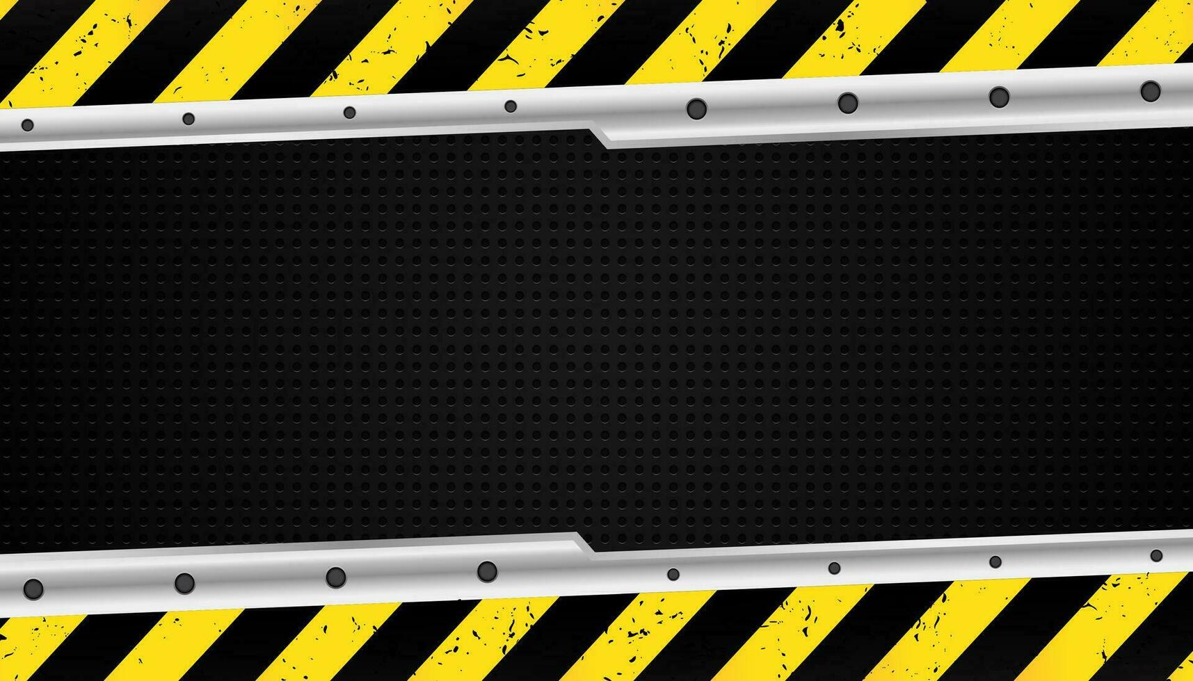 contruction warning sign background. yellow and metal grunge texture vector