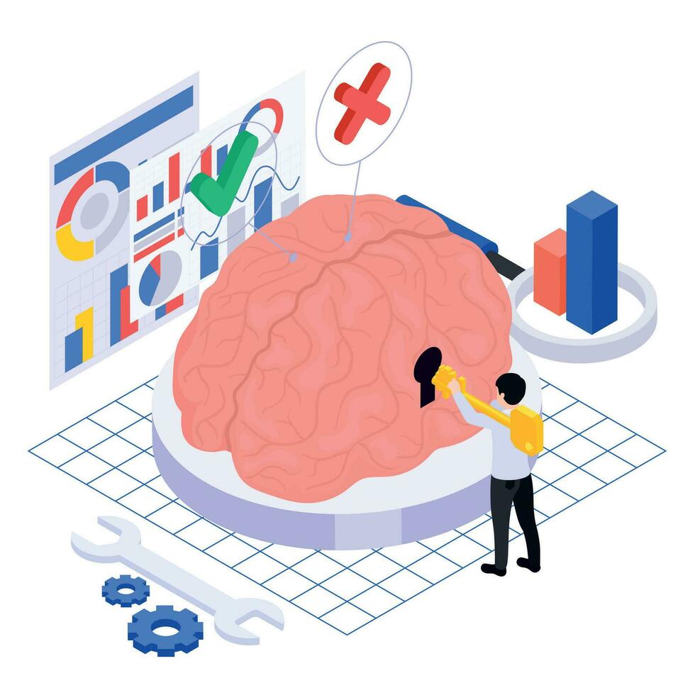 Neuromarketing Isometric Concept vector