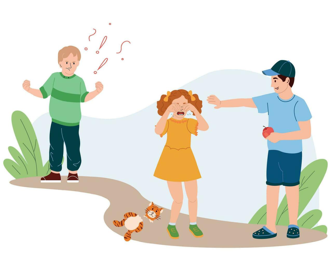 Children Behaviour Flat Illustration vector