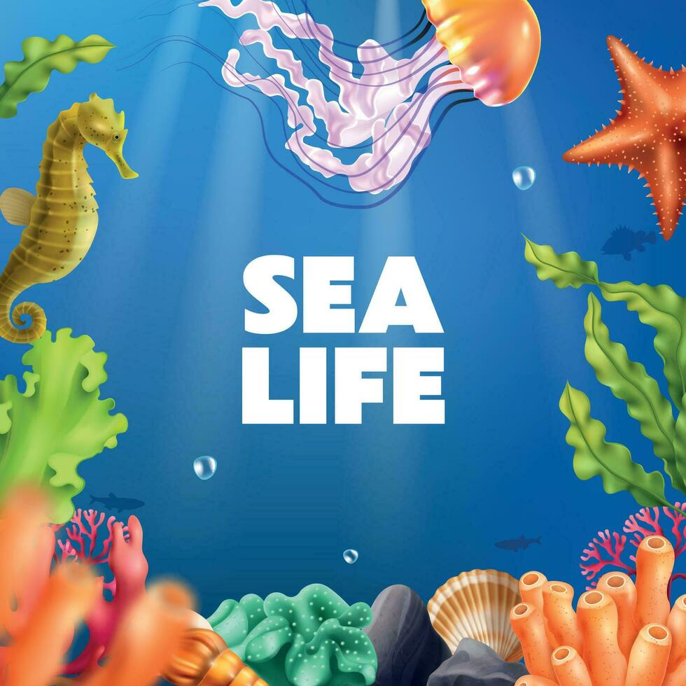 Sea Life Realistic Background vector