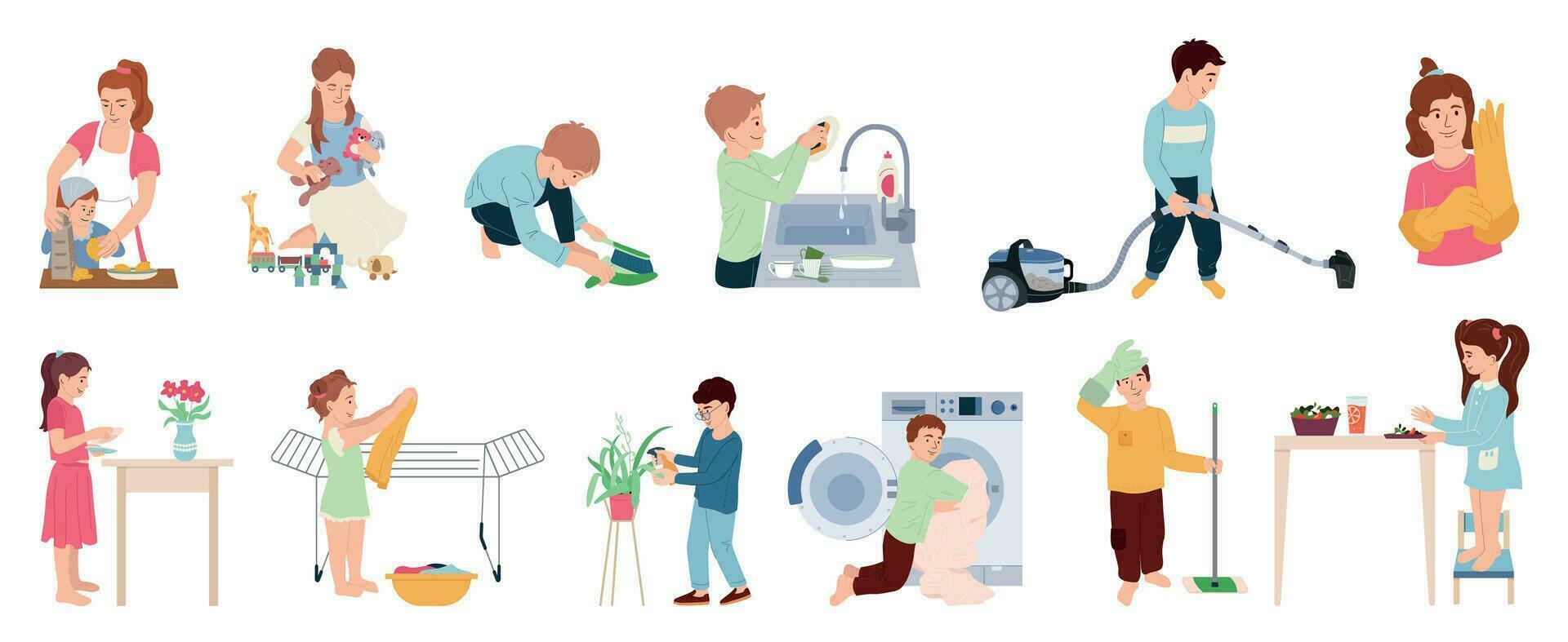 Household Children Compositions Set vector