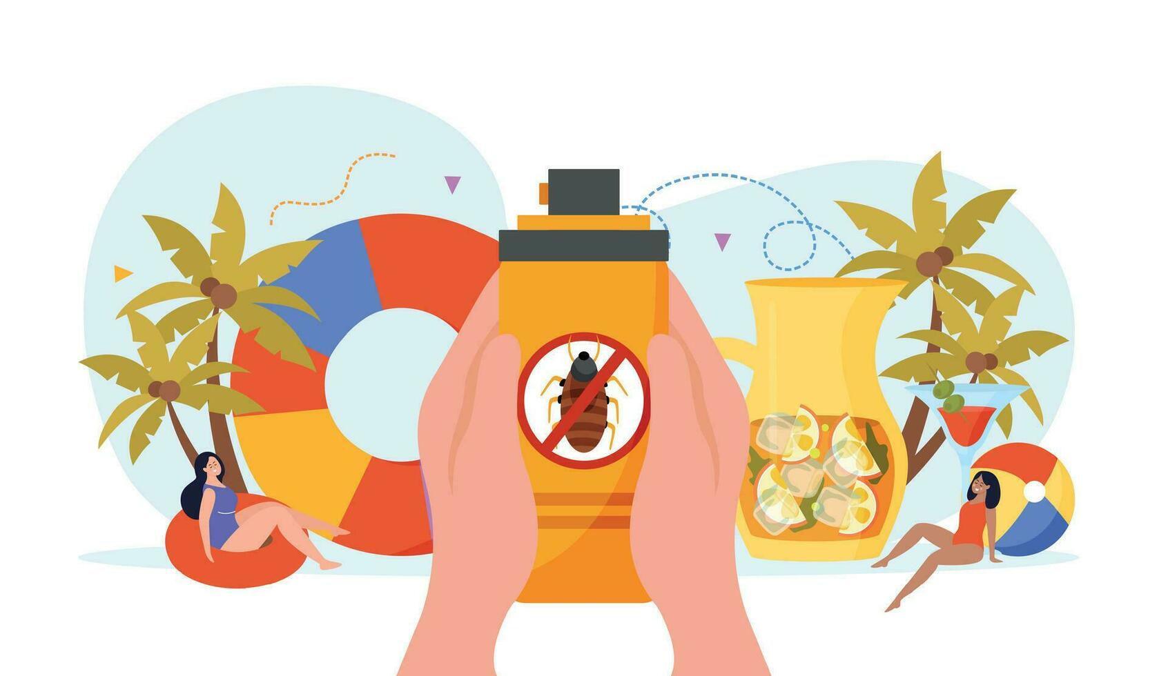 Repellents Beach Flat Composition vector