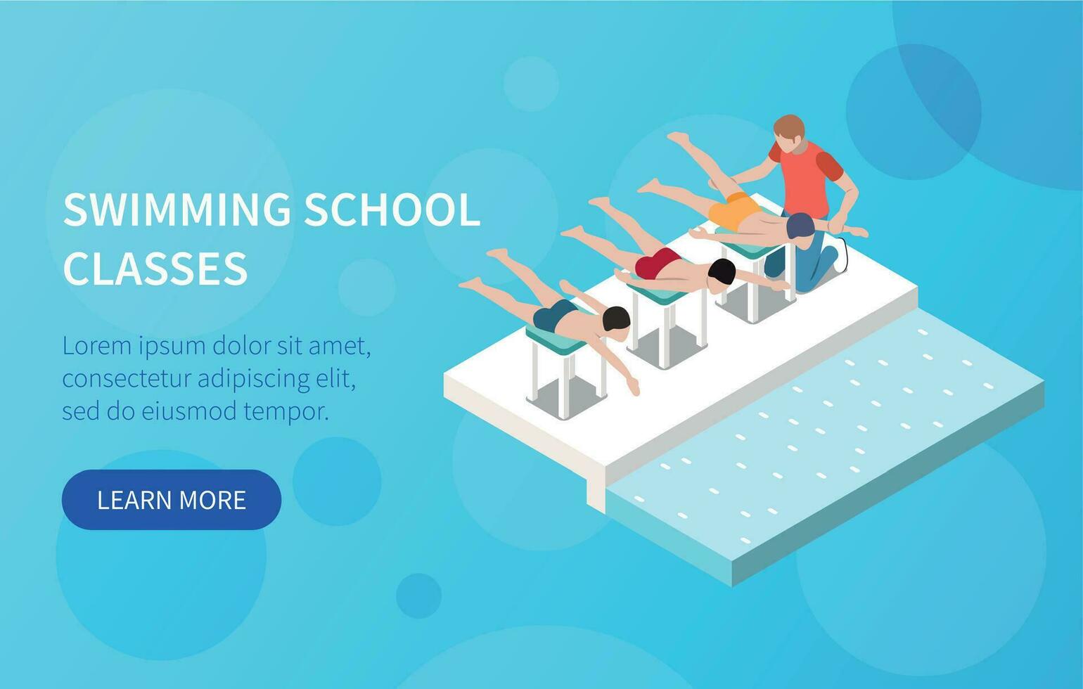 Swimming School Classes Horizontal Banner vector