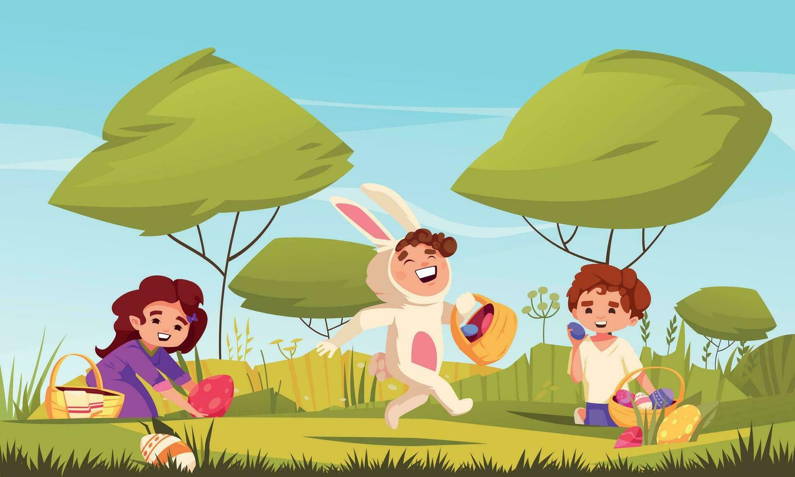 Easter Cartoon Composition vector