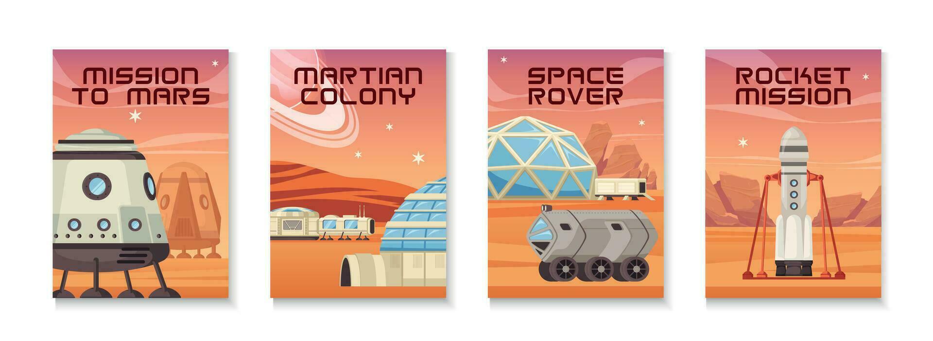 Mars Mission Vertical Posters vector