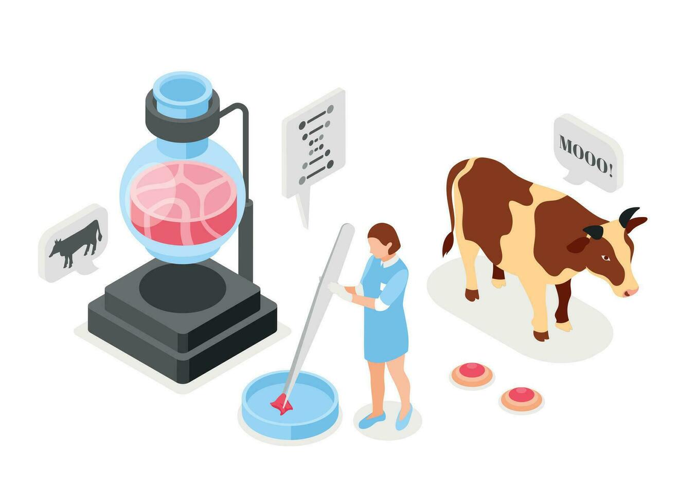 Artificial Grown Meat Isometric Composition vector