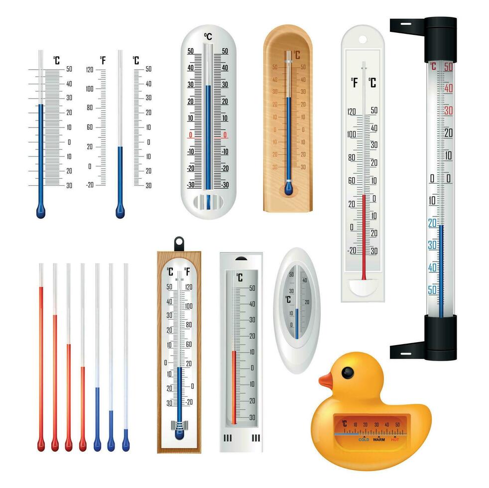 Realistic Indoor Thermometers Set vector