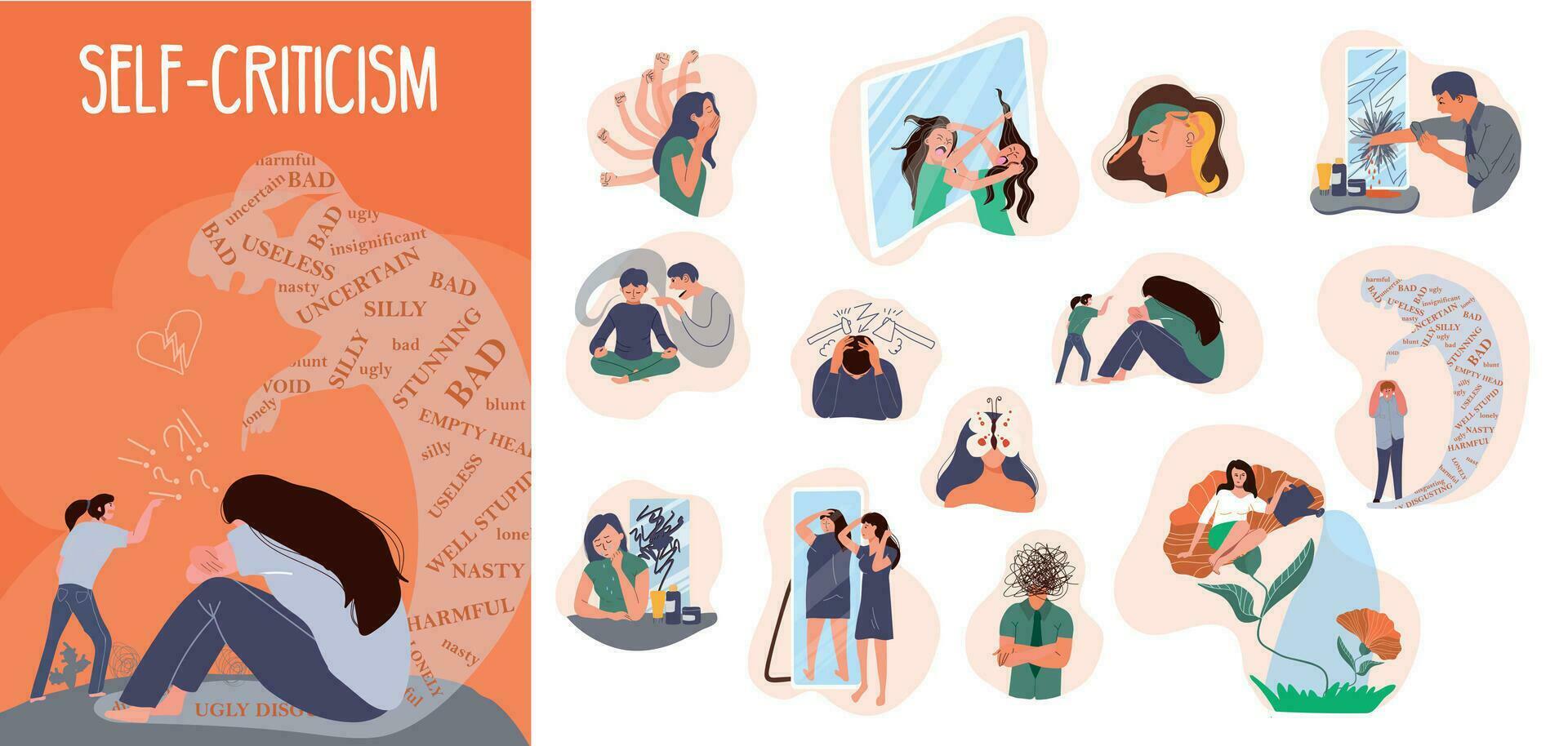 Self Criticism Composition Set vector
