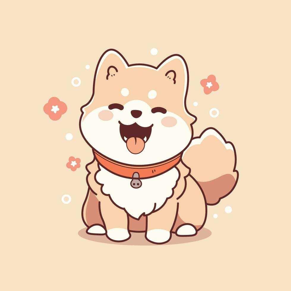 Cute cartoon shiba inu dog. Vector illustration of a dog