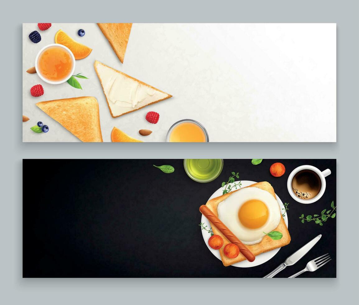 Breakfast Realistic Banners vector