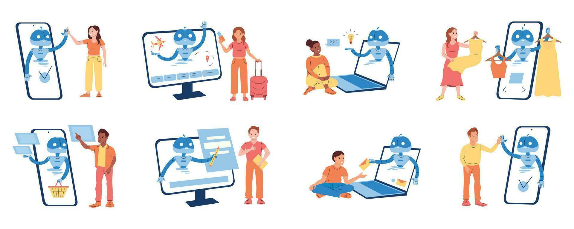 Chatbot Flat Set vector