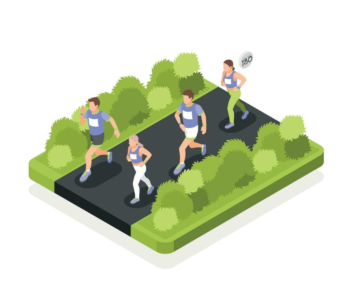 Marathon Competition Isometric Composition vector