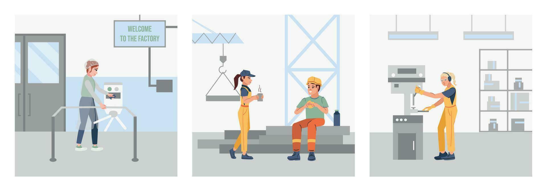 Factory Workers Set vector