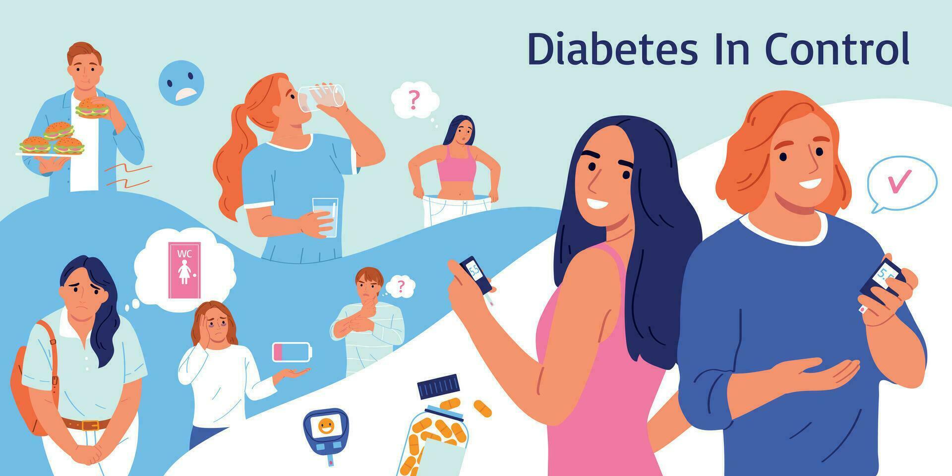 People With Diabetes Composition vector