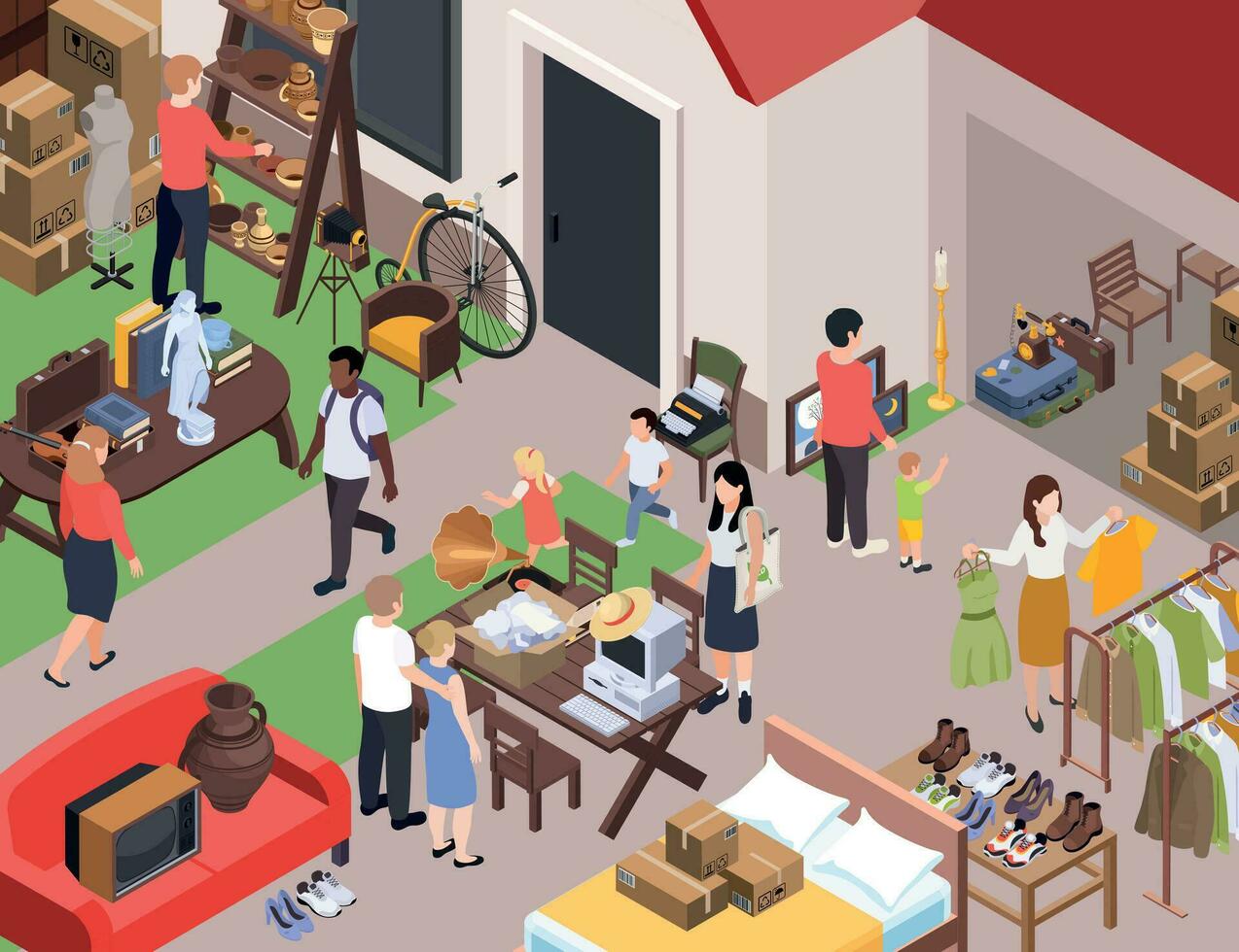 Antiquarian Garage Sale Composition vector