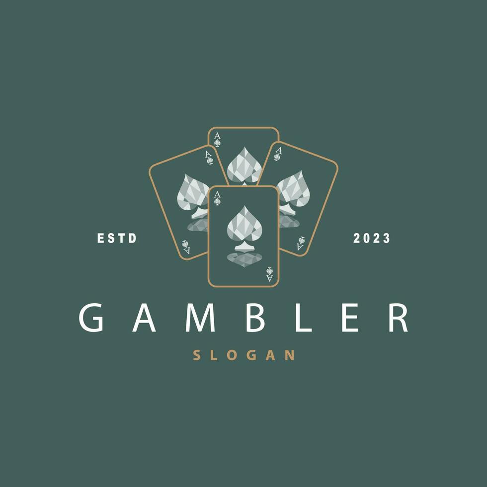 Poker Card Logo Classic Vector Gambling Game Design Simple Symbol Template