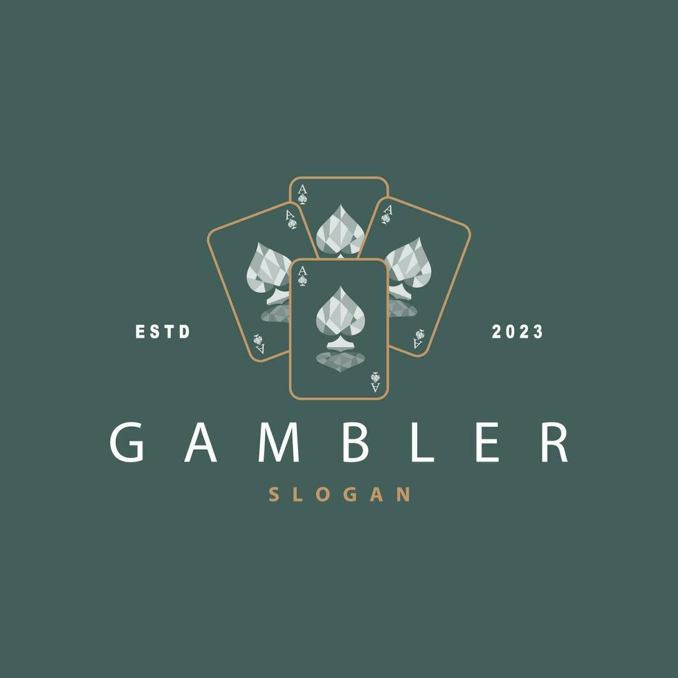 Poker Card Logo Classic Vector Gambling Game Design Simple Symbol Template