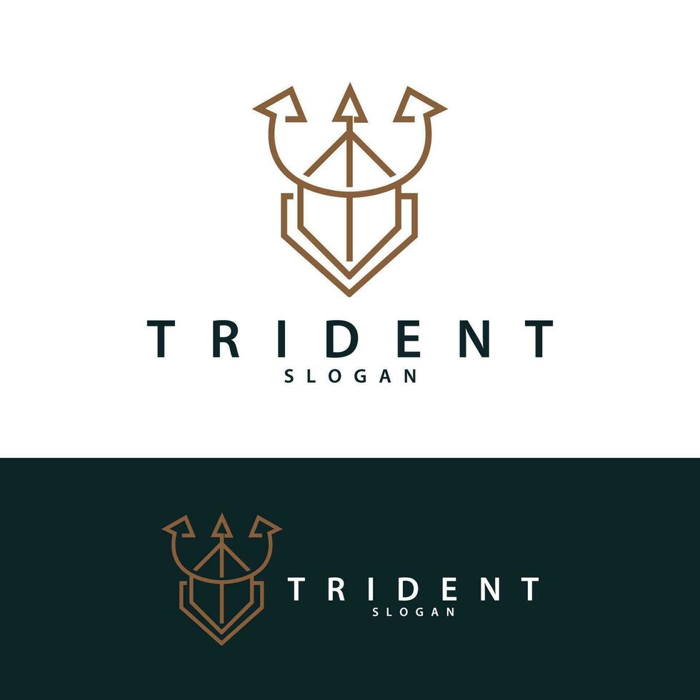 Neptune Poseidon Trident Logo, Spear Simple Vintage Template Design vector