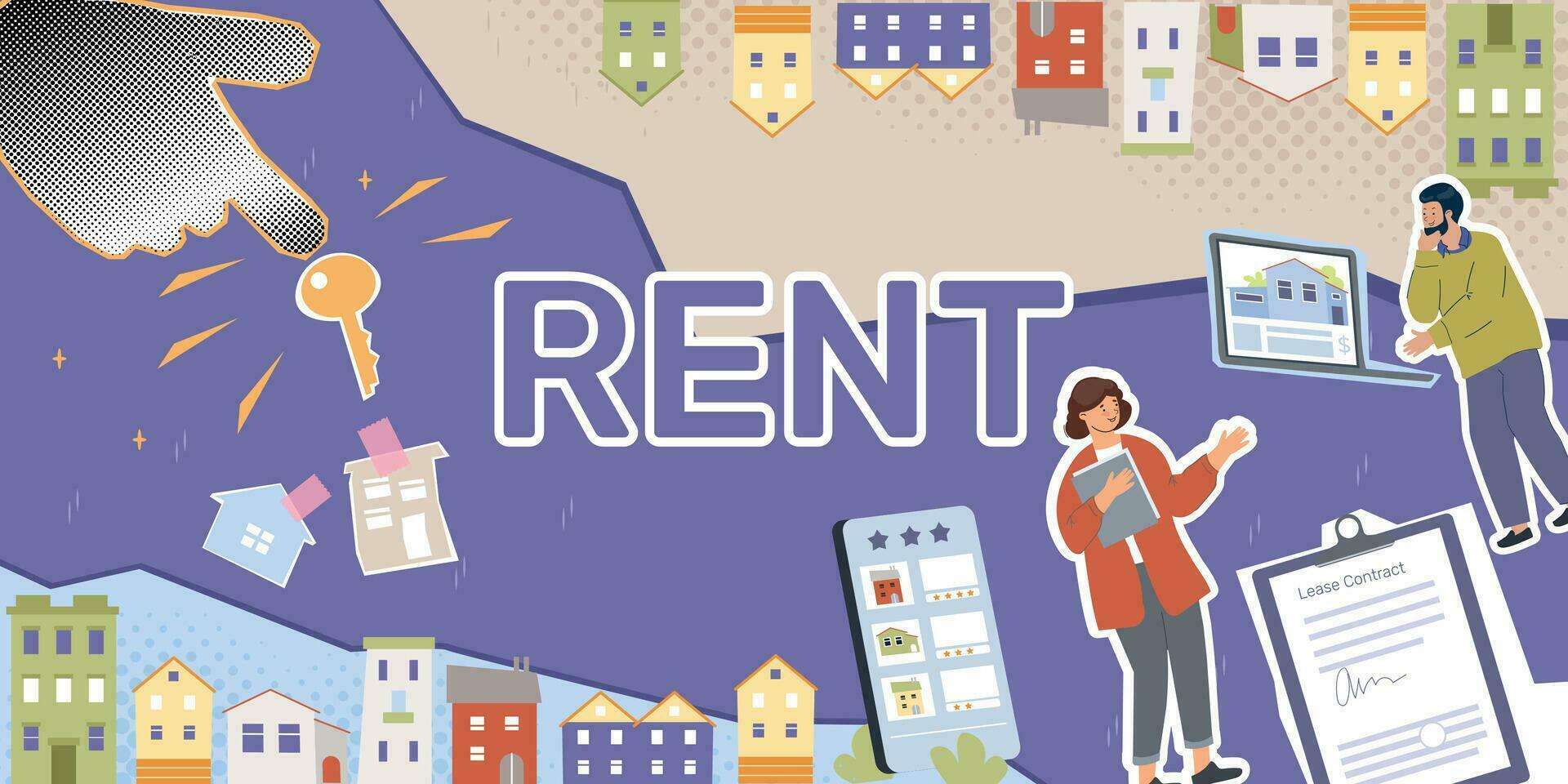 Rent Apartment Collage vector