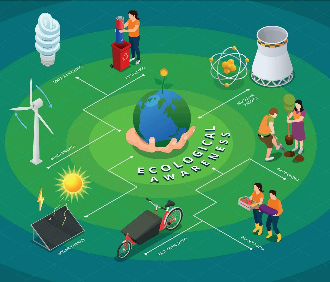 Ecological Awareness Flowchart vector