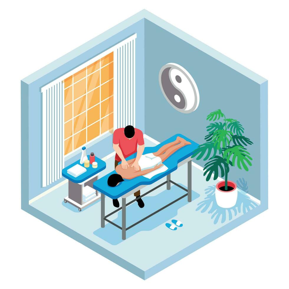 Isometric Massage Isolated Composition vector