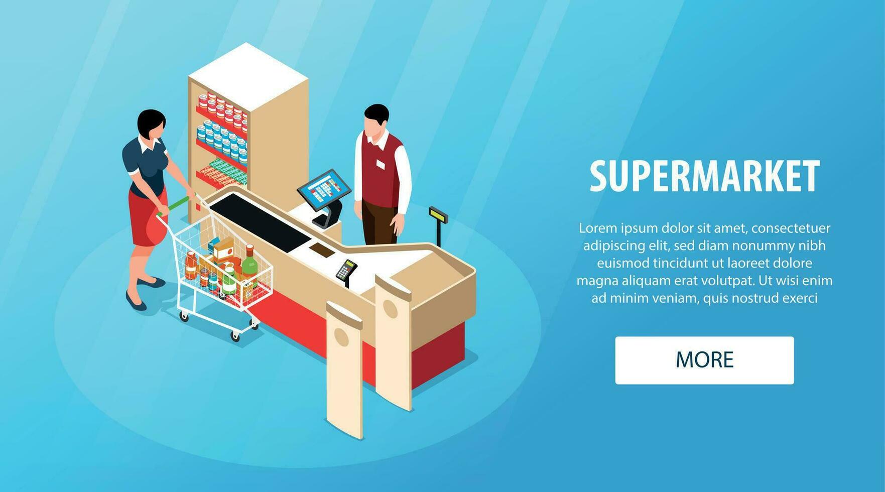 Supermarket Horizontal Banner vector