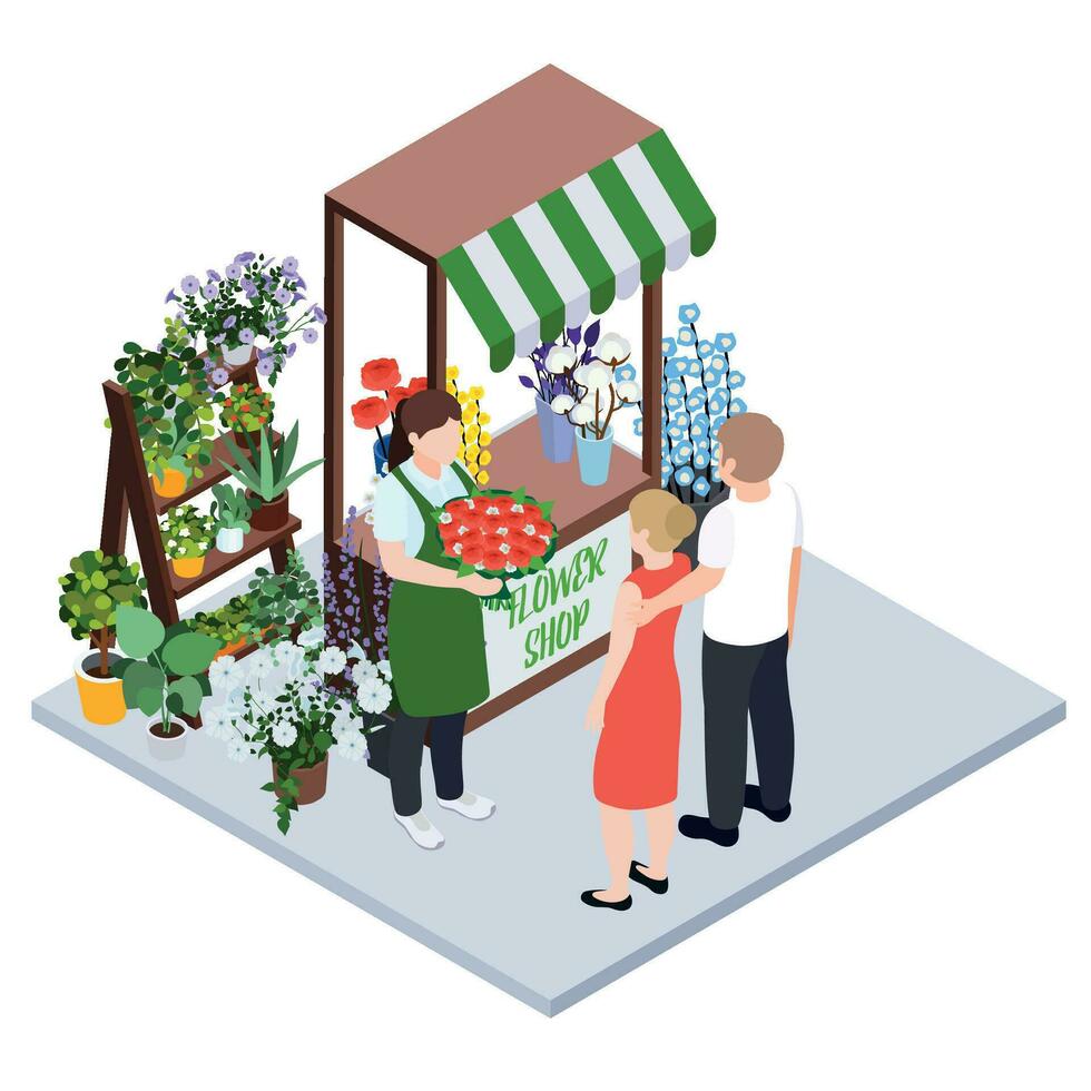 Flower Shop Stall Composition vector