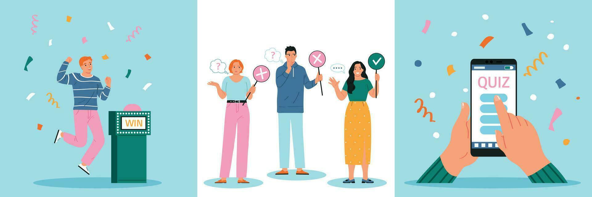 Quiz Flat Set vector