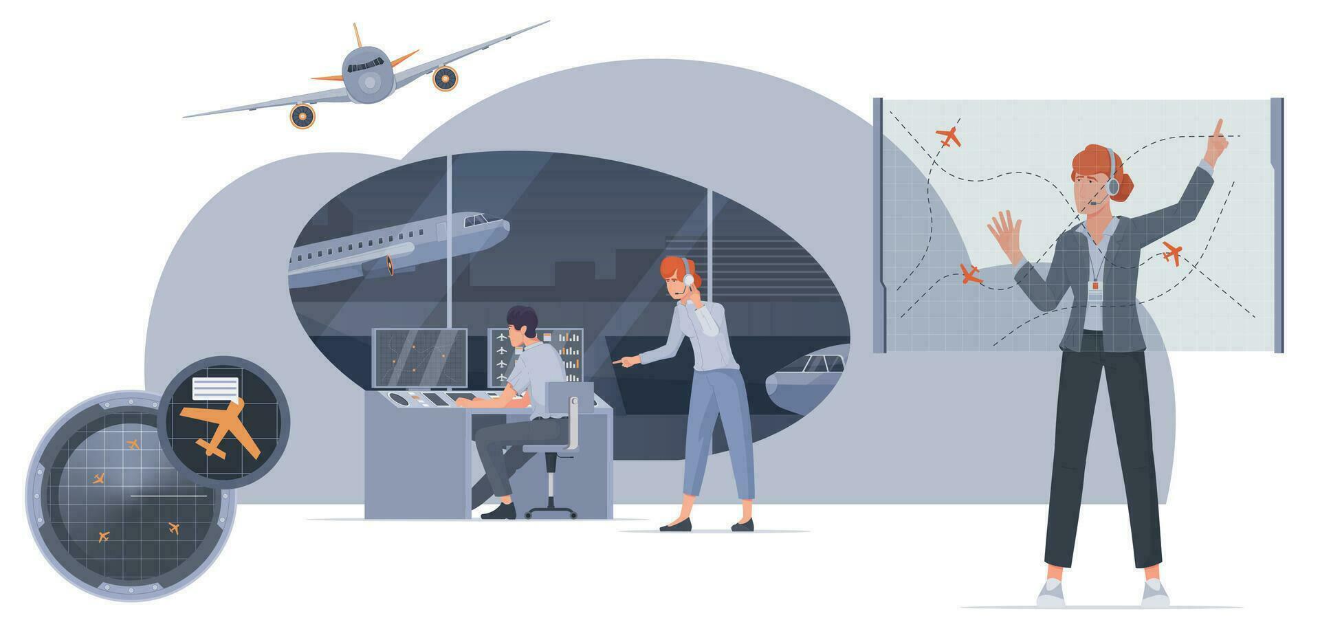 Air Traffic Control Illustration vector