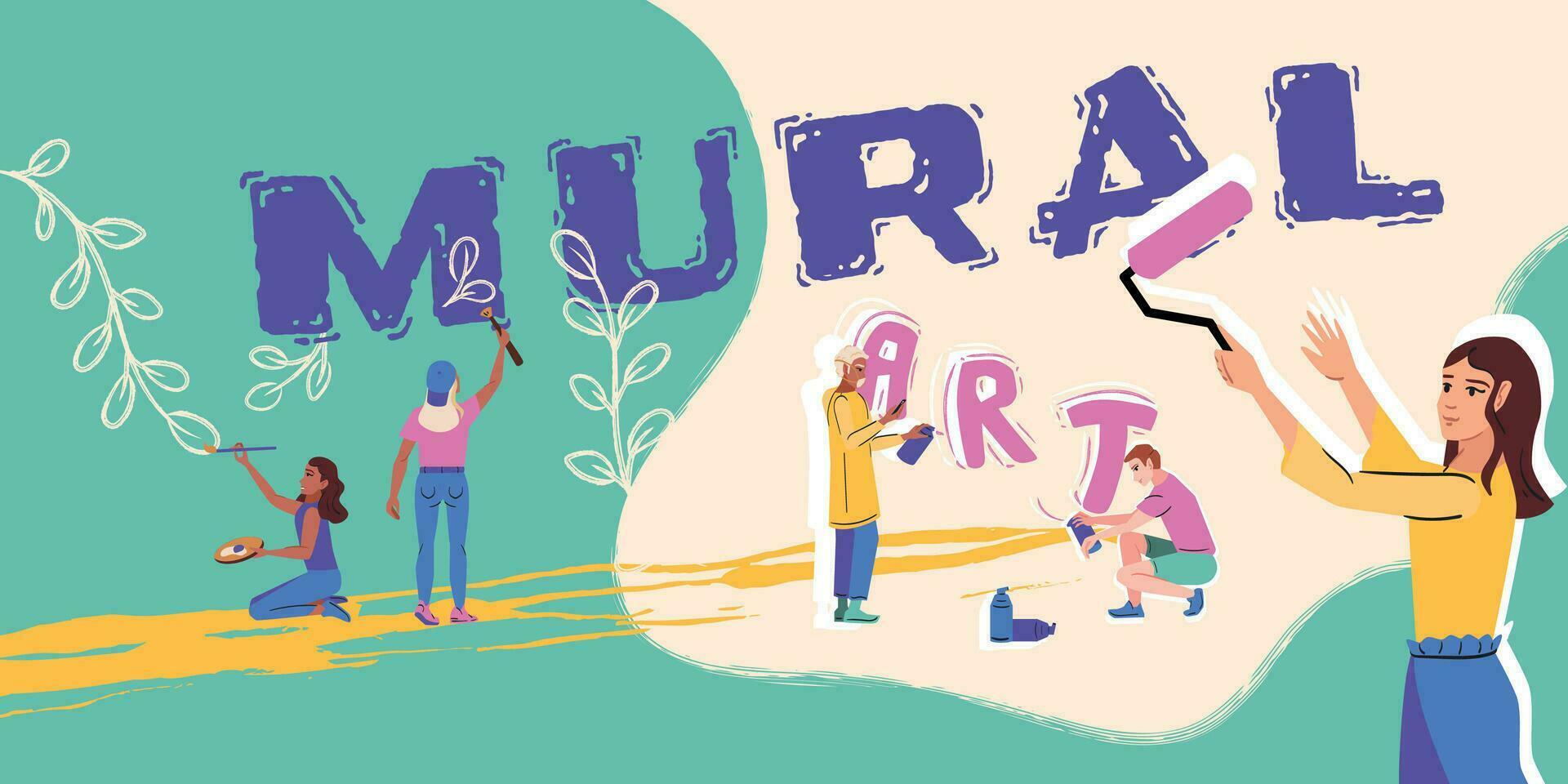Mural Art Collage Composition vector
