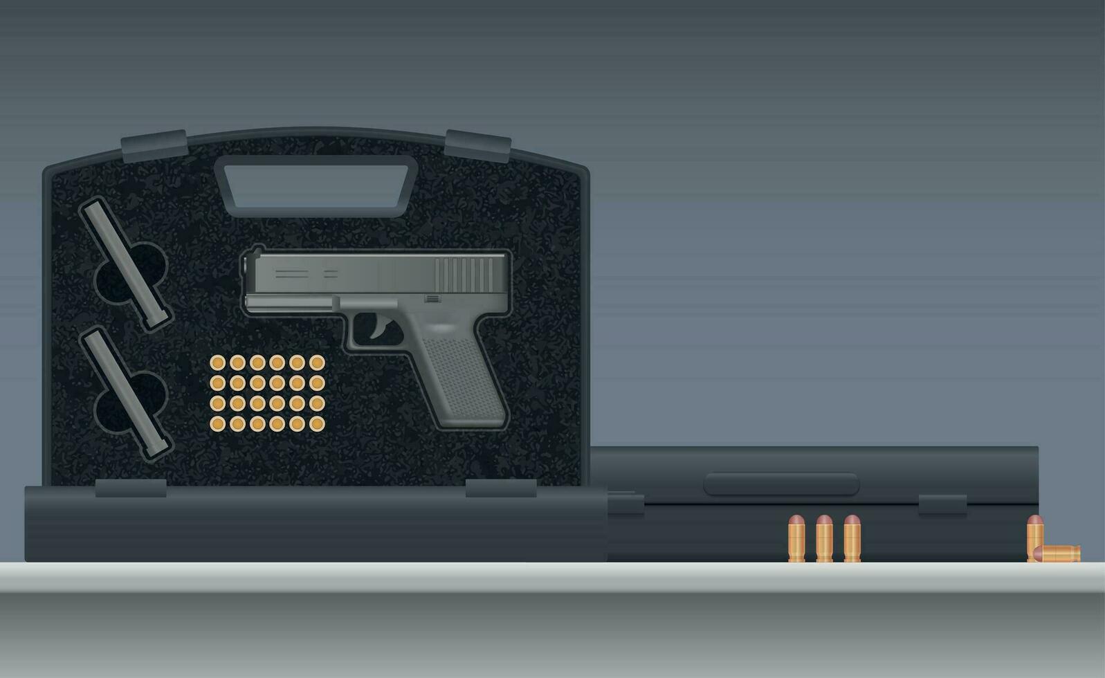 Pistol With Ammo Composition vector