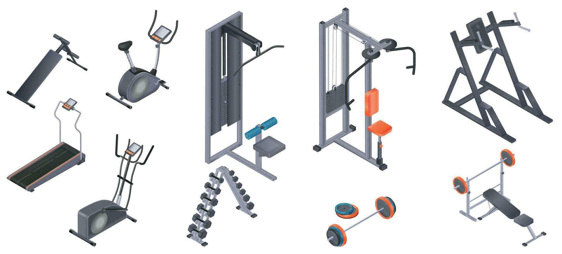 Gym Equipment Realistic Set vector