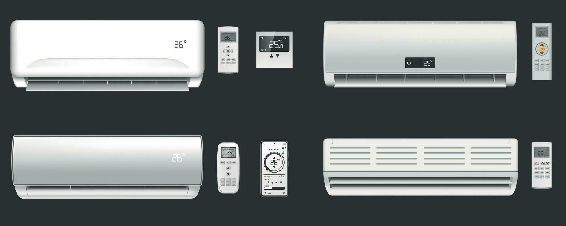 Realistic Air Conditioners Set vector