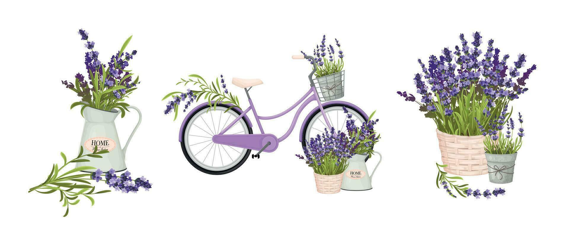 Lavender Realistic Compositions vector