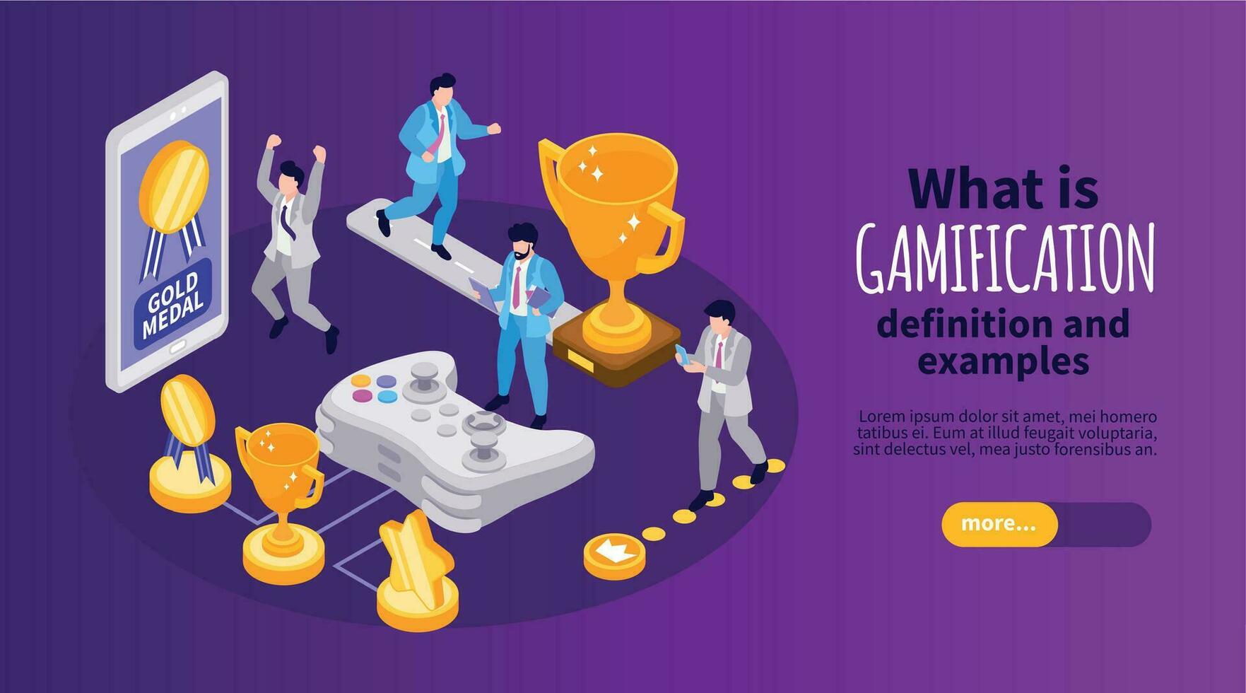 Isometric Gamification Banner vector