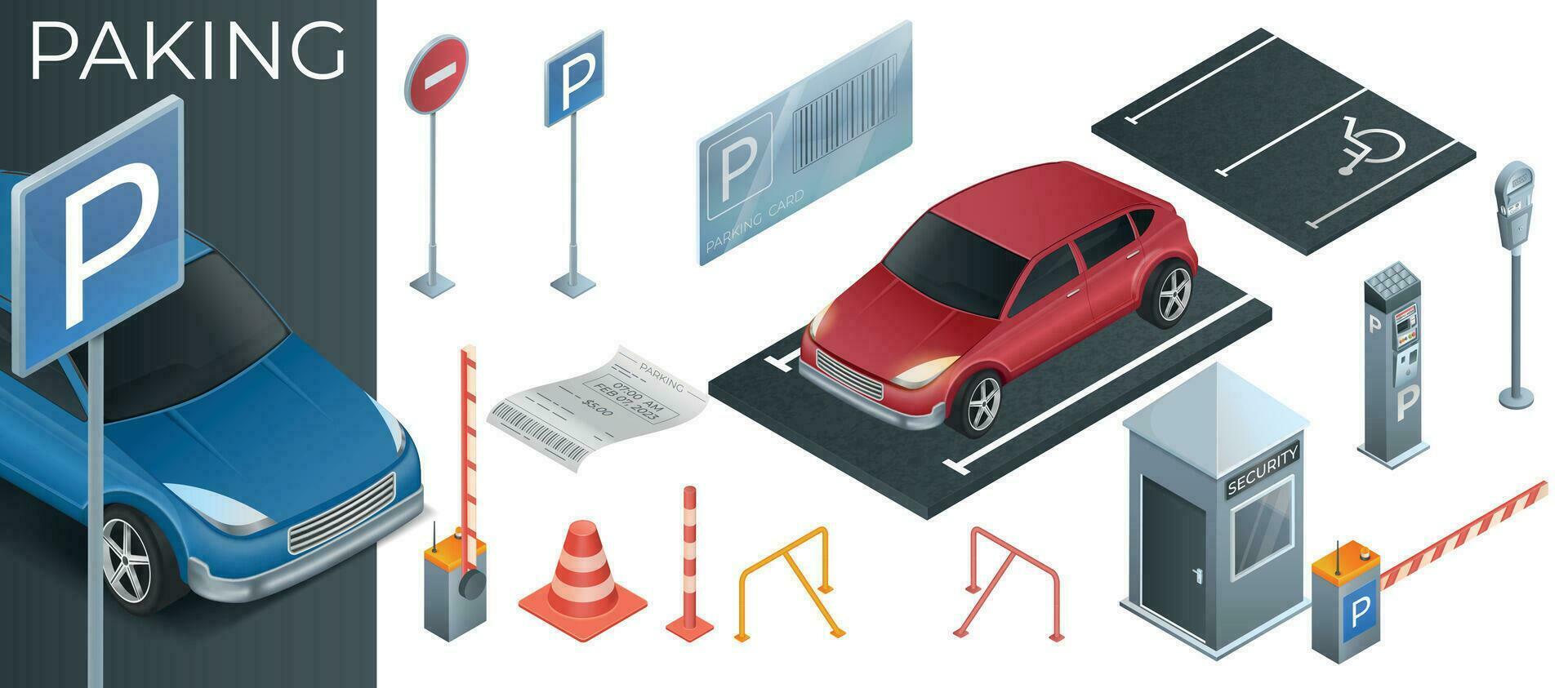 estacionamiento realista composición vector