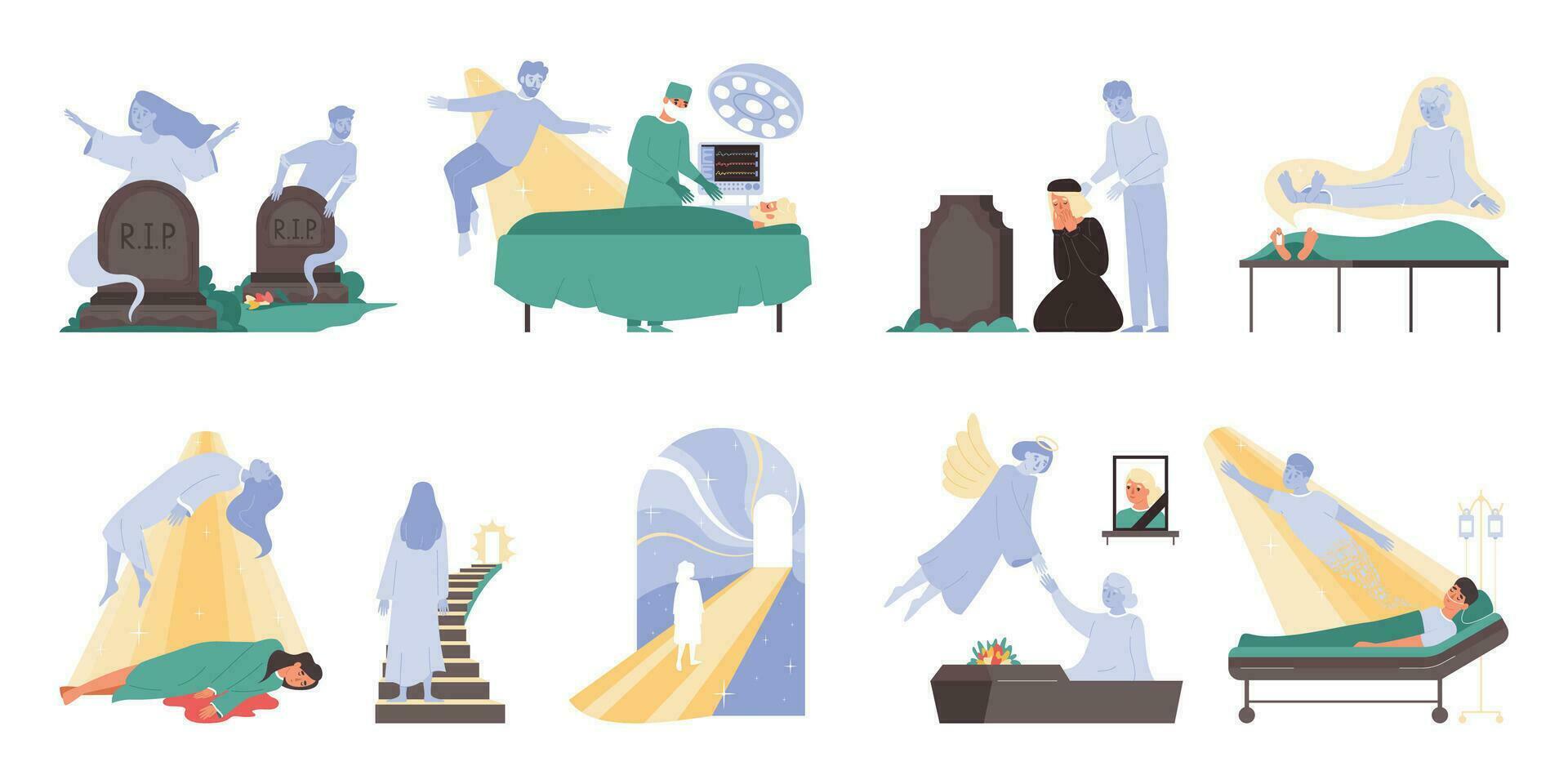Afterlife Death Compositions Set vector