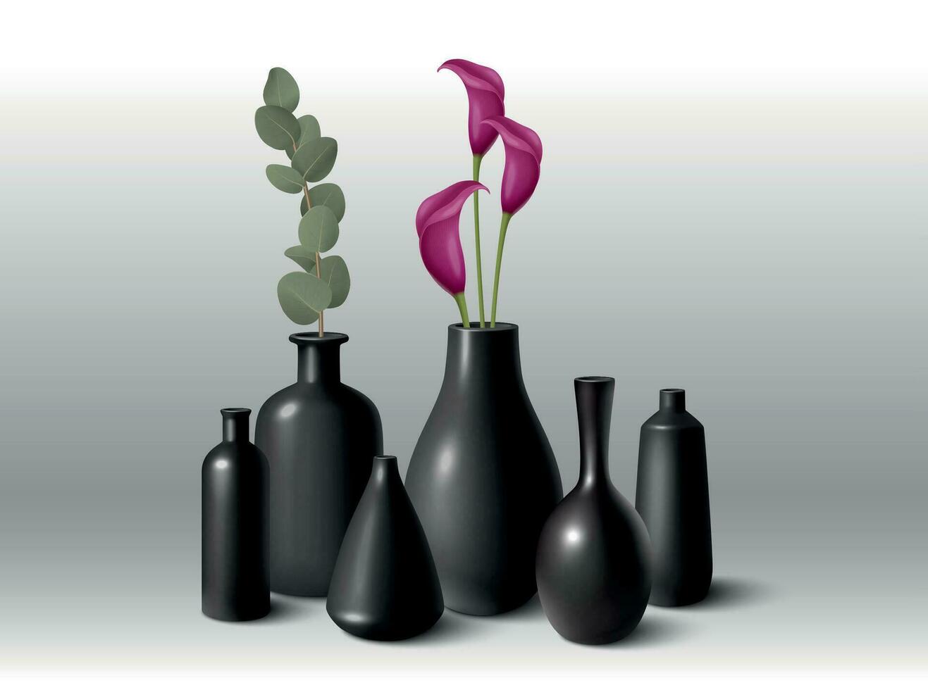 Realistic Porcelain Vases vector